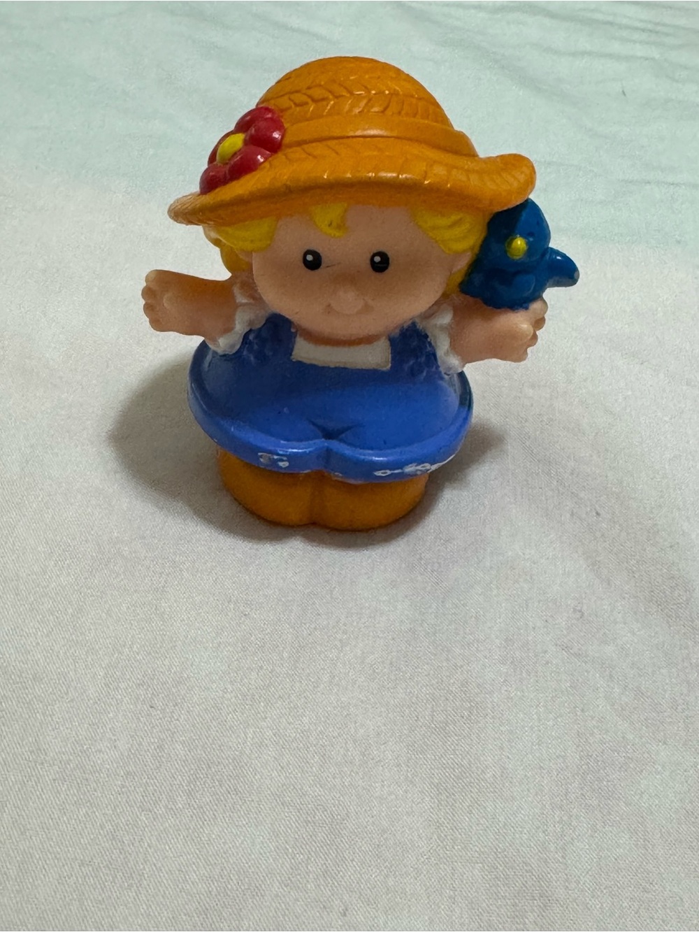Little People Yellow Hat Blue Bird Overalls Outfit Farm Girl